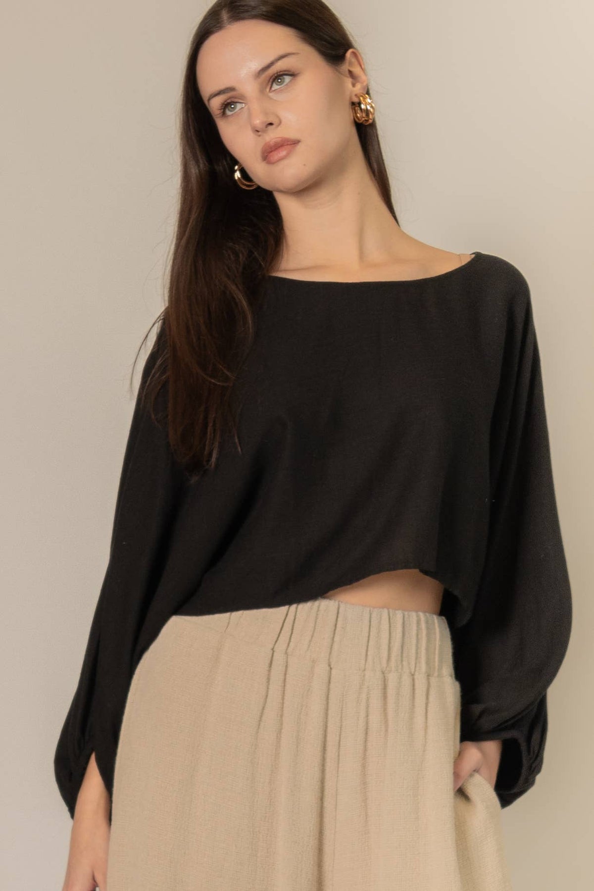 P. CILL Cropped Linen Top