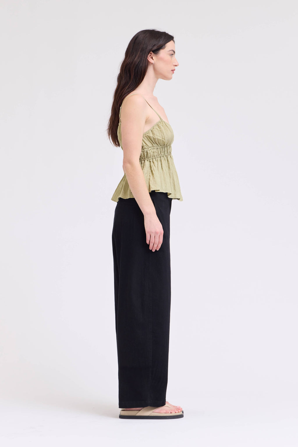 Cotton Twill Barrel Leg Pants
