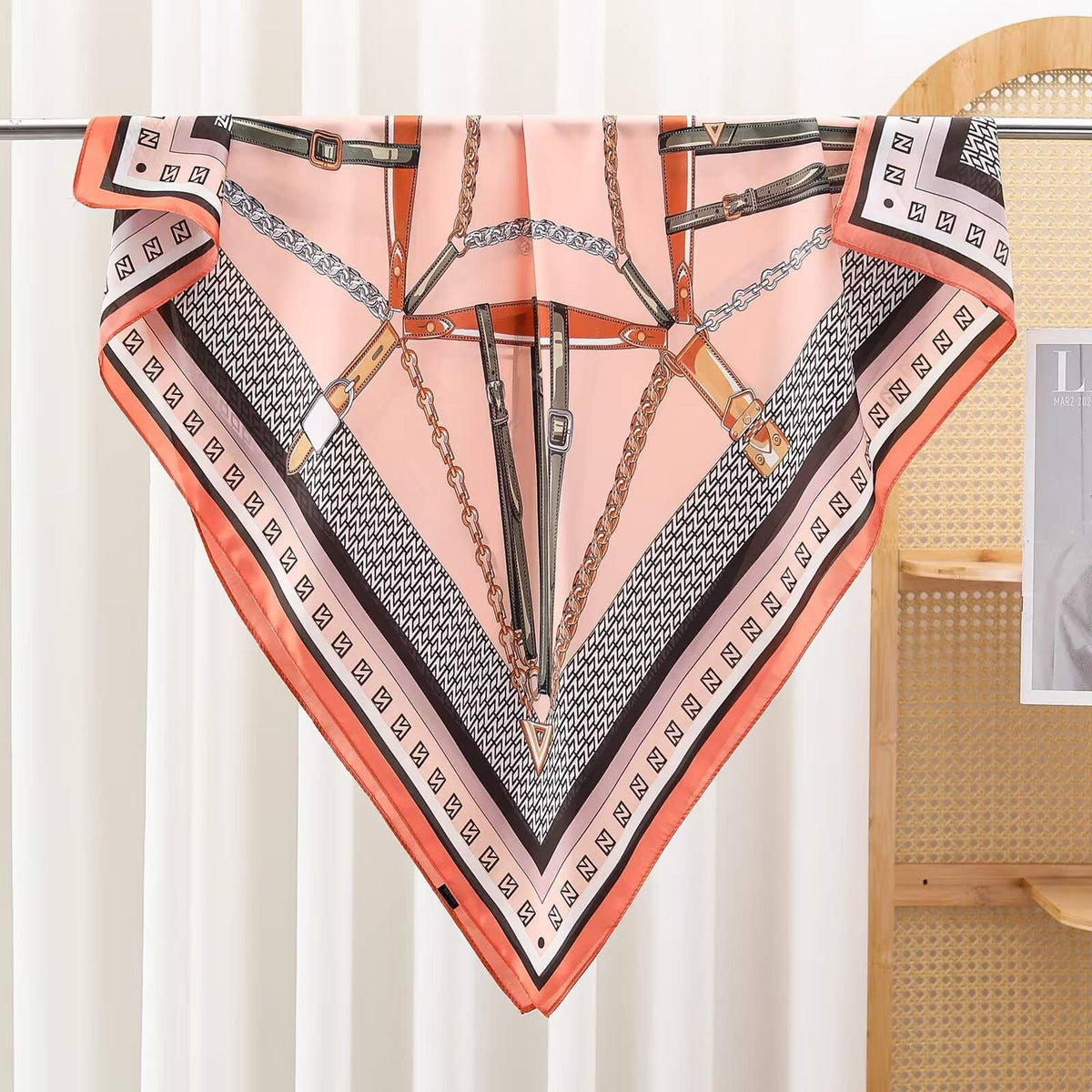 Square Coral Luxe Tack Scarf