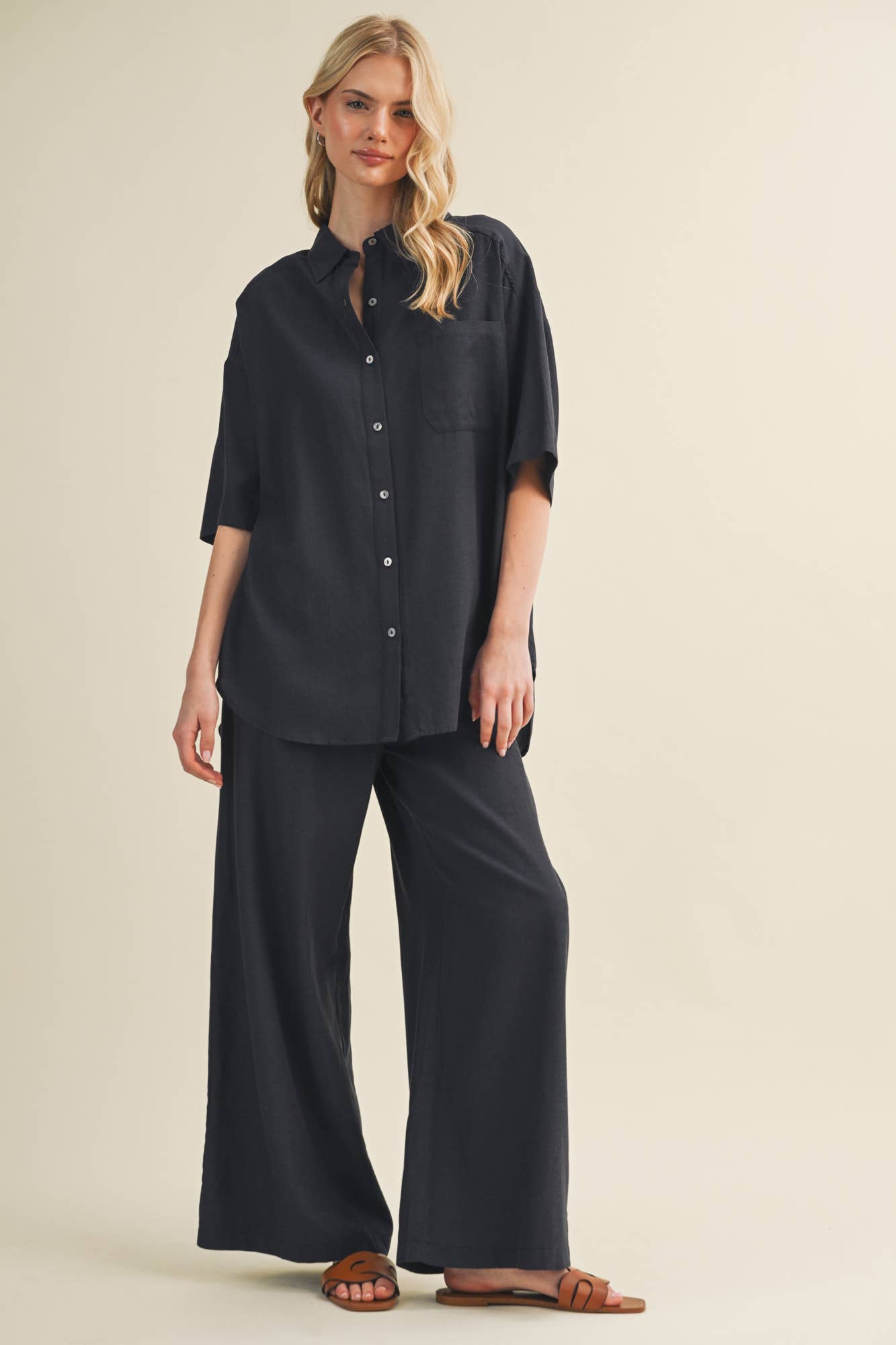 Drawstring Wide-Leg Trousers