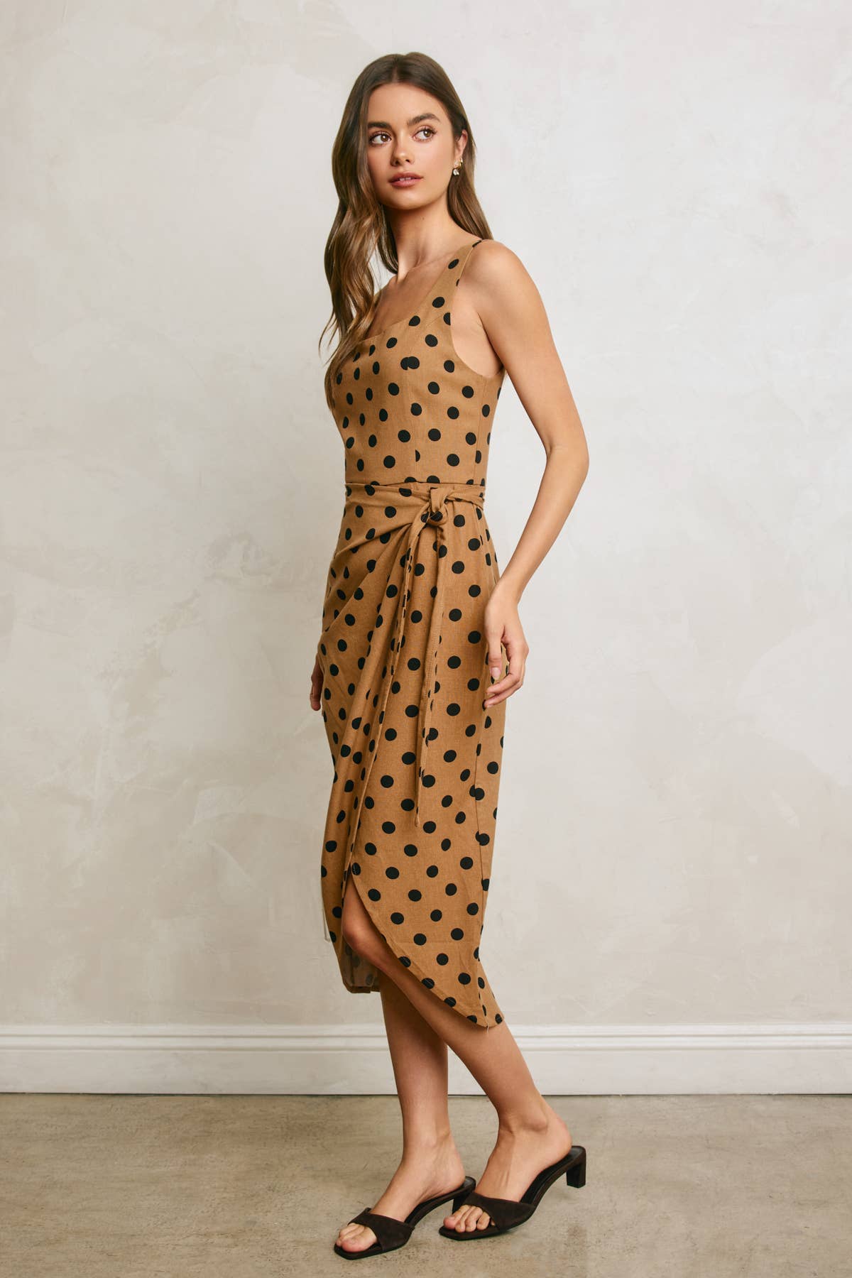 Dress Forum Polka Dot Tulip Hem Midi Wrap Dress