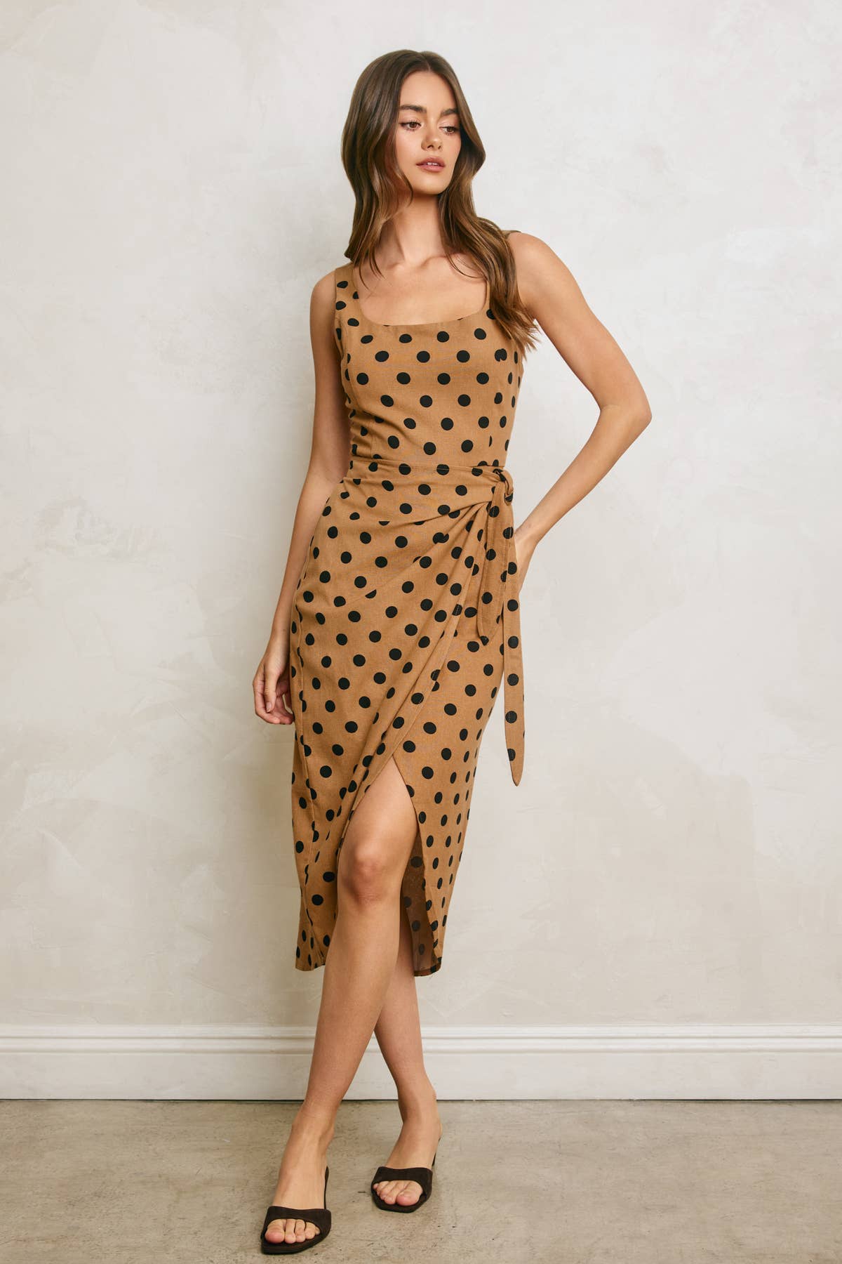 Dress Forum Polka Dot Tulip Hem Midi Wrap Dress