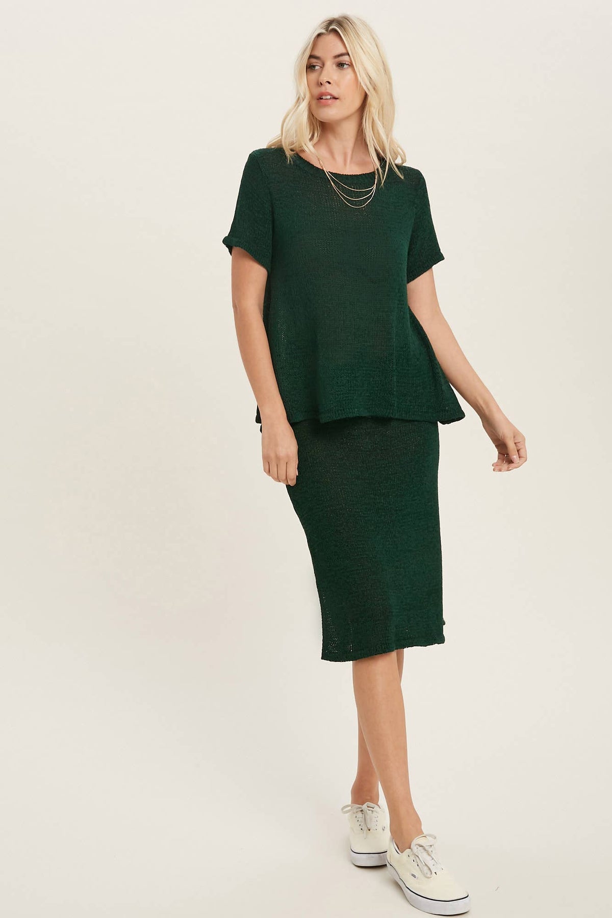 Bluivy Lightweight Knit Top & Midi Skirt Set