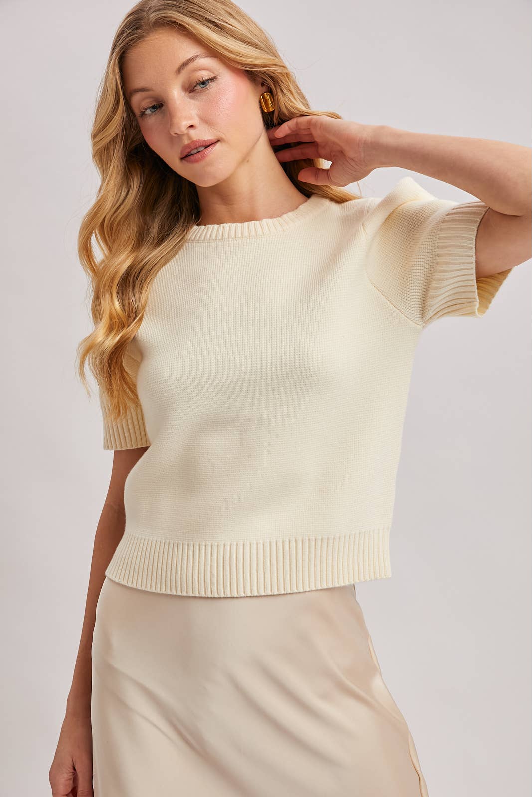 Bluivy Structured Shoulder Knit Sweater