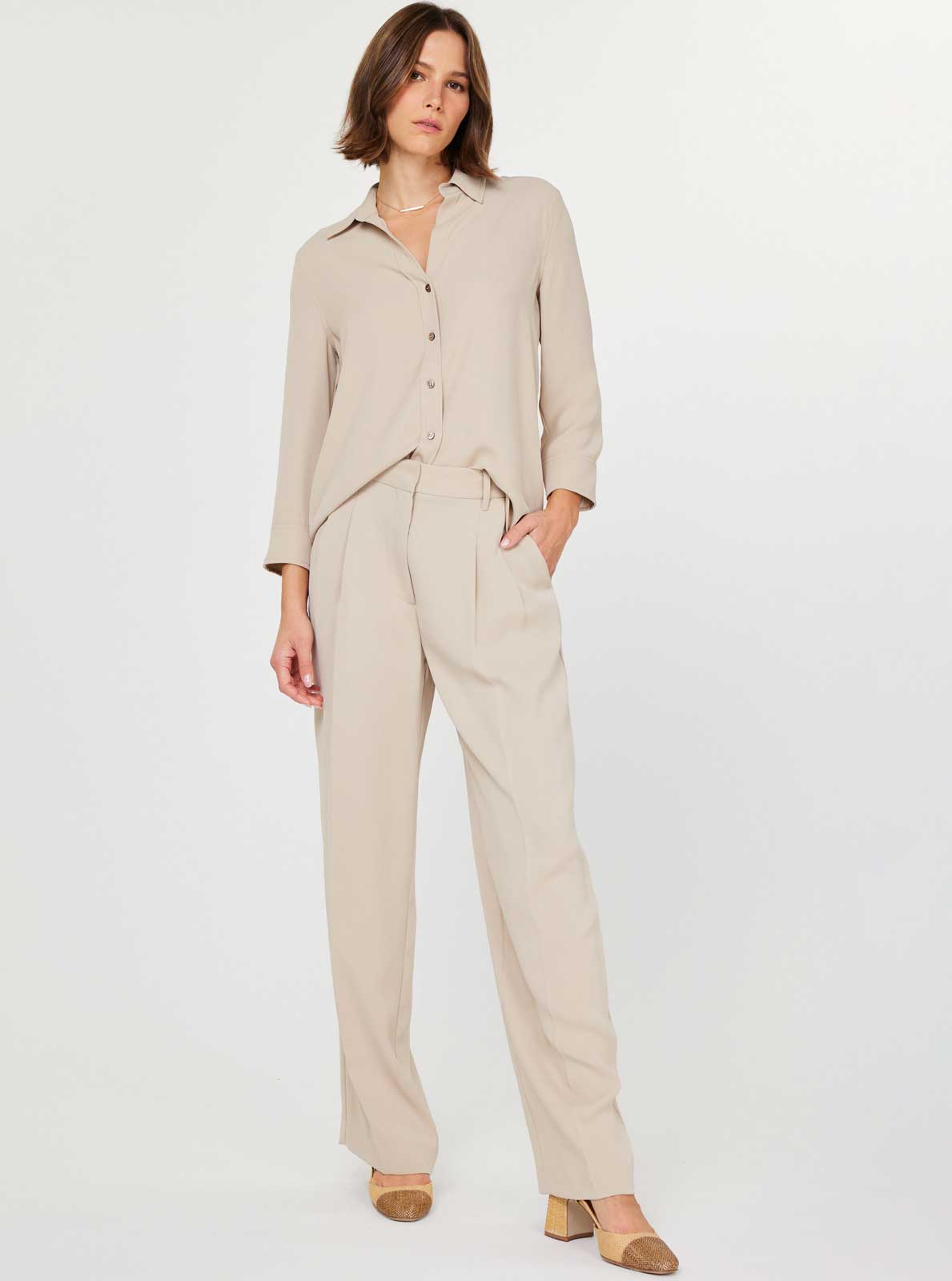 High-Waisted Wide Leg Trousers