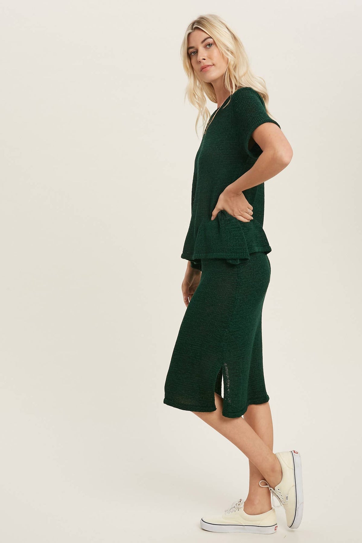 Bluivy Lightweight Knit Top & Midi Skirt Set