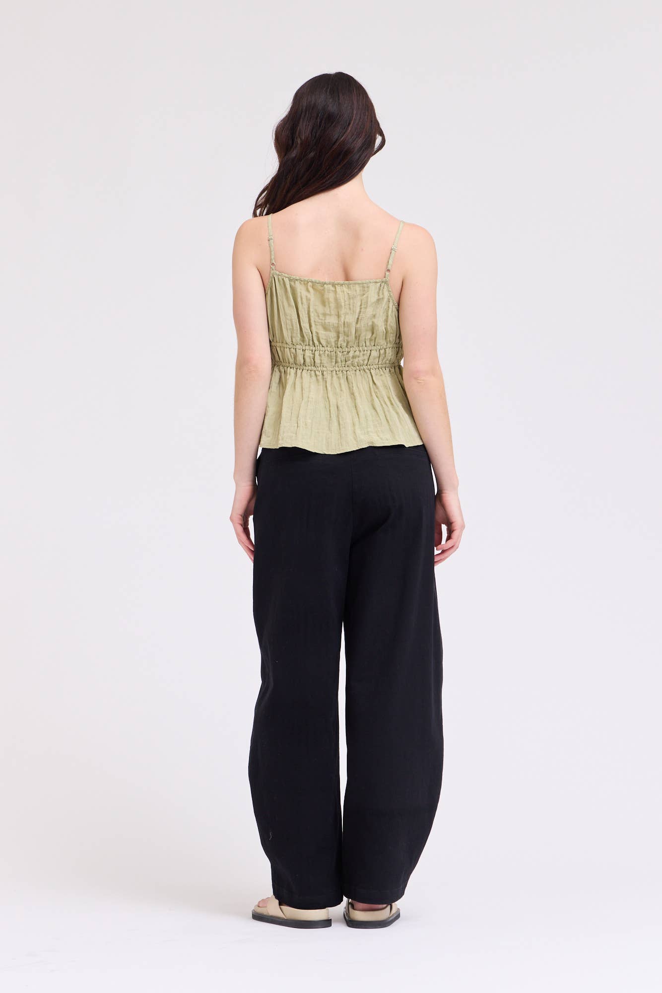 Cotton Twill Barrel Leg Pants