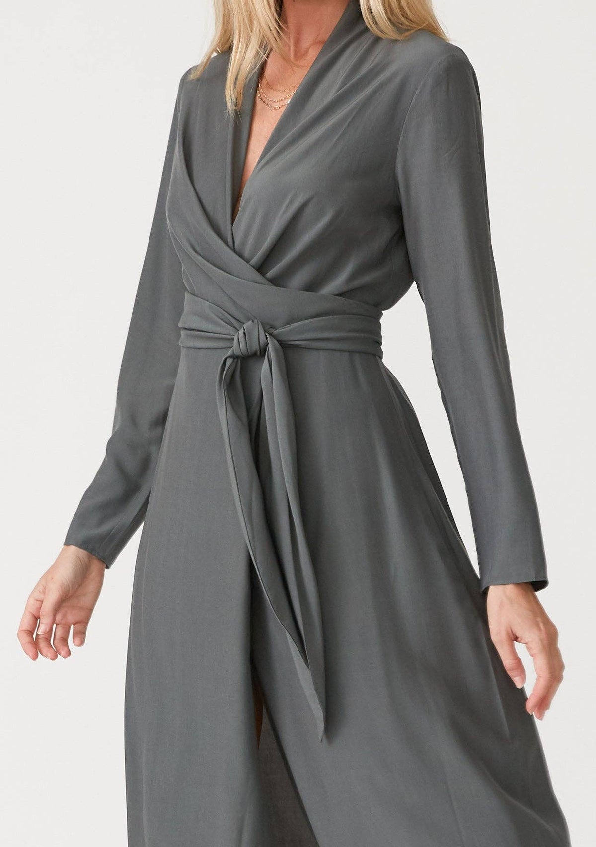 High-Low Midi Wrap Dress