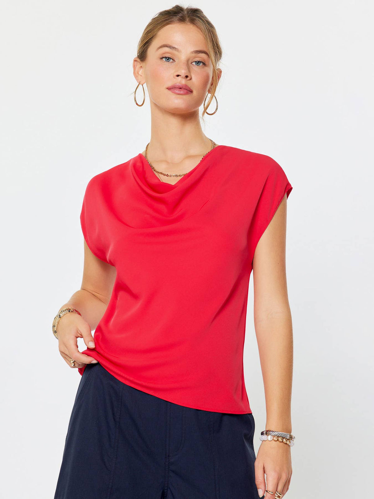 Draped Cowl Neck Top
