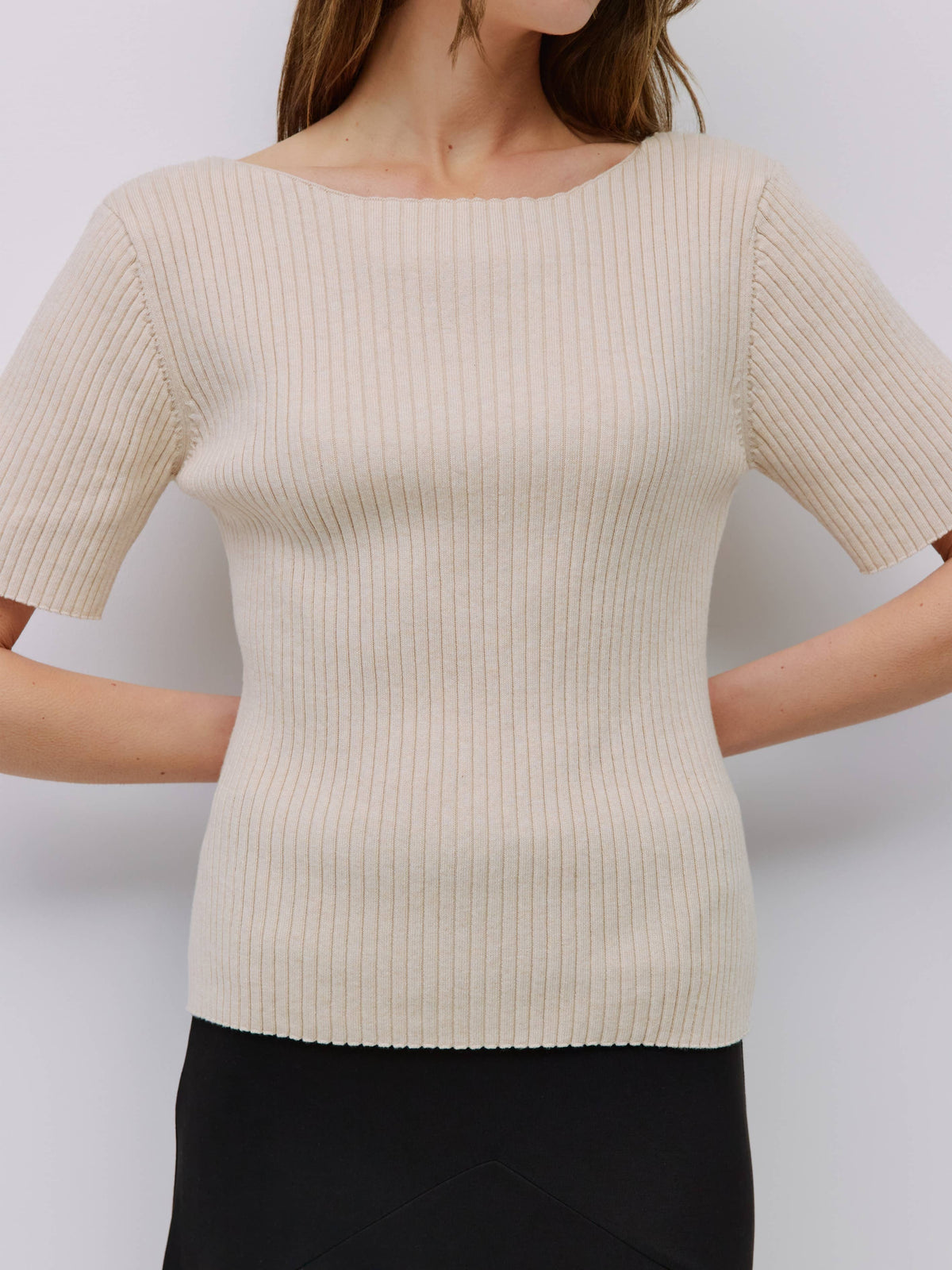 The Sandy Wide Neck Ribbed Knit Top
