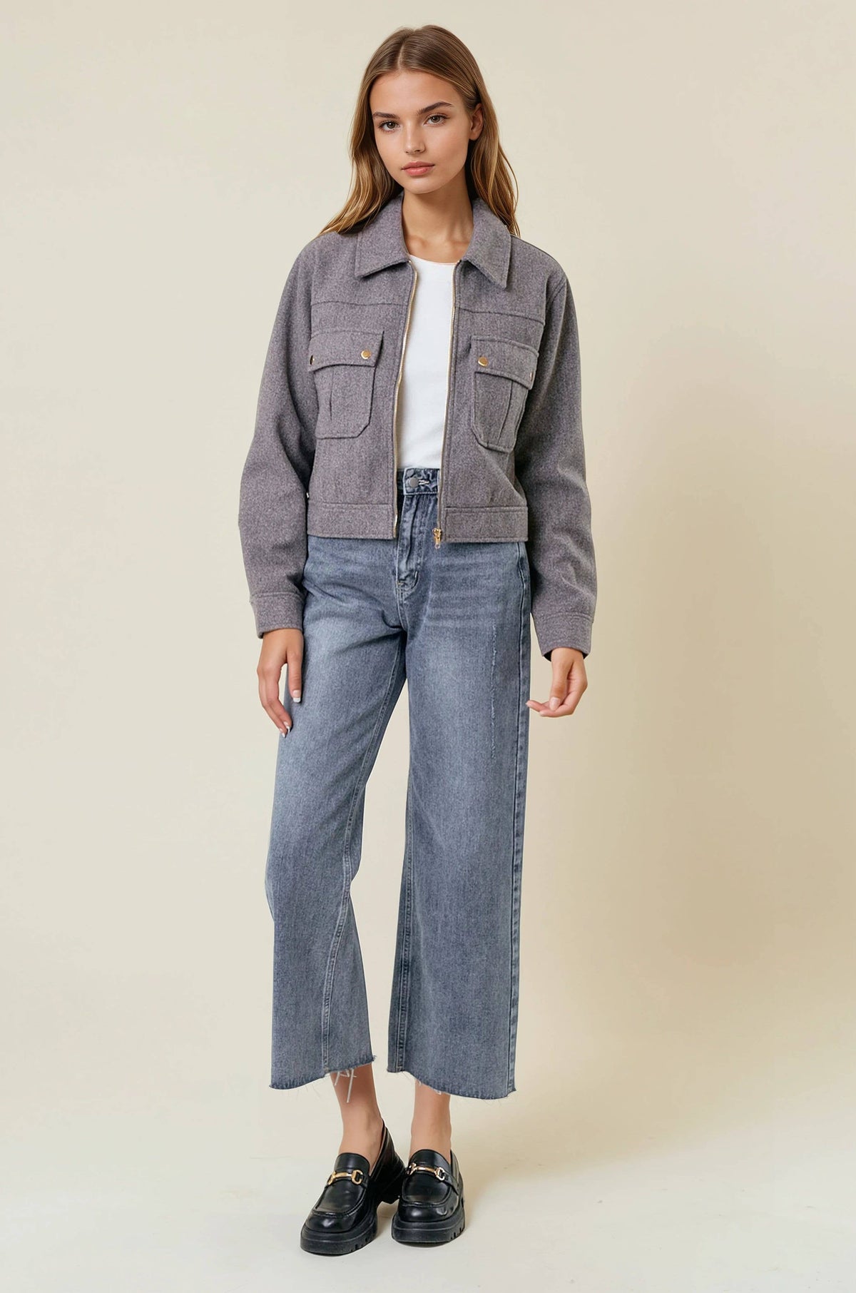 Cropped Zip-Front Jacket