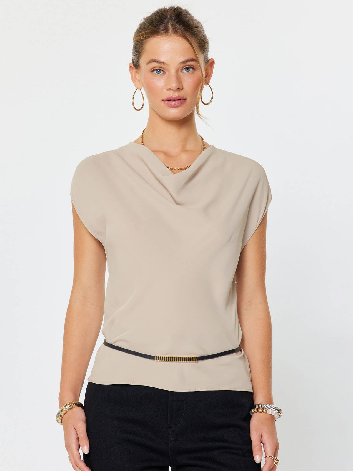 Draped Cowl Neck Top