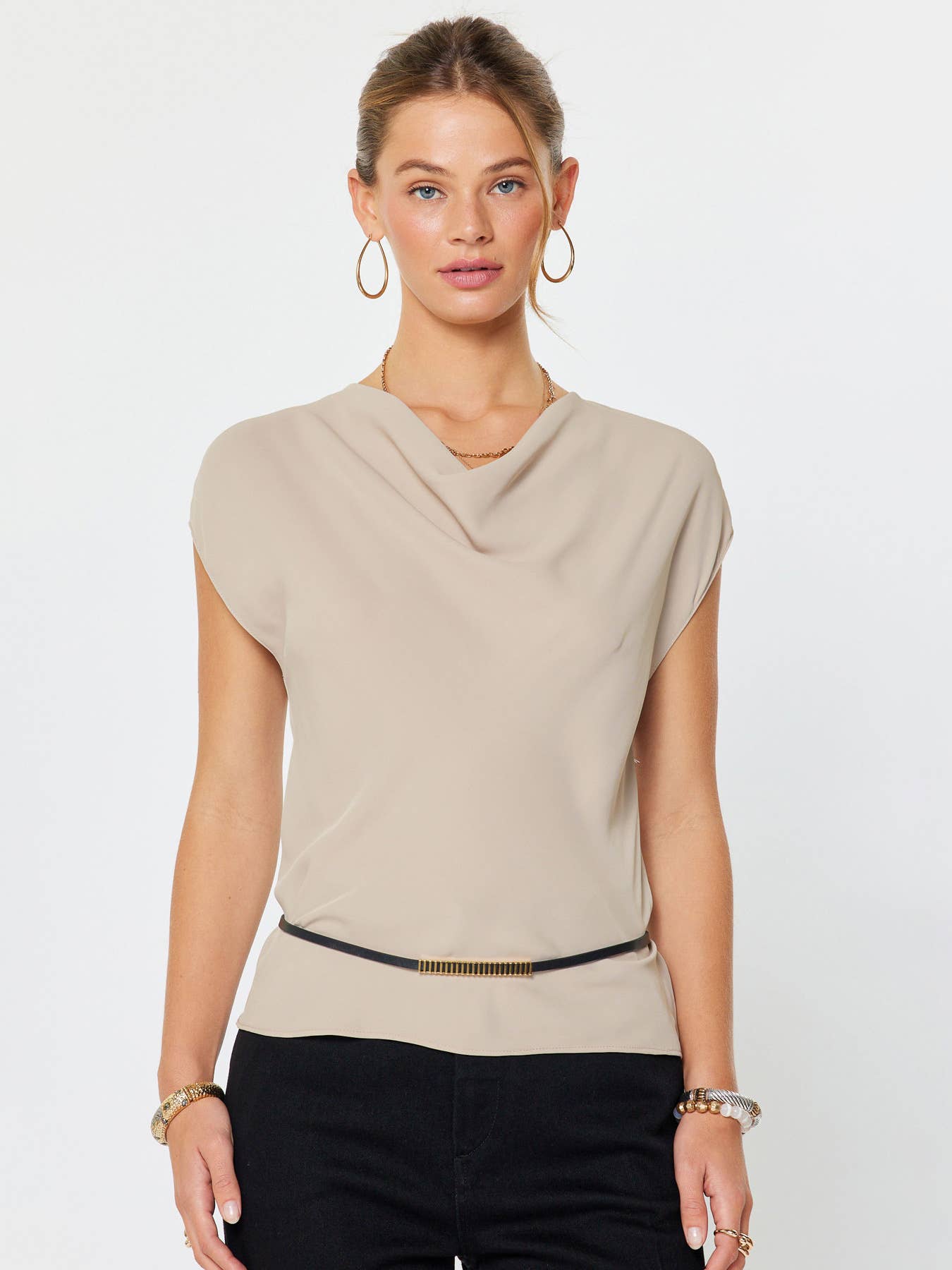 Draped Cowl Neck Top