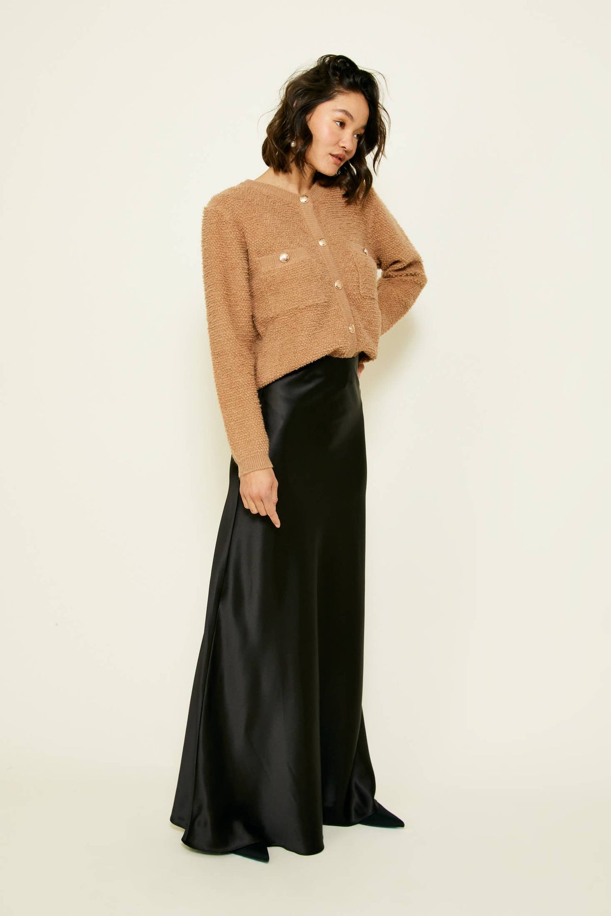 Khloe Boucle Cardigan With Buttons
