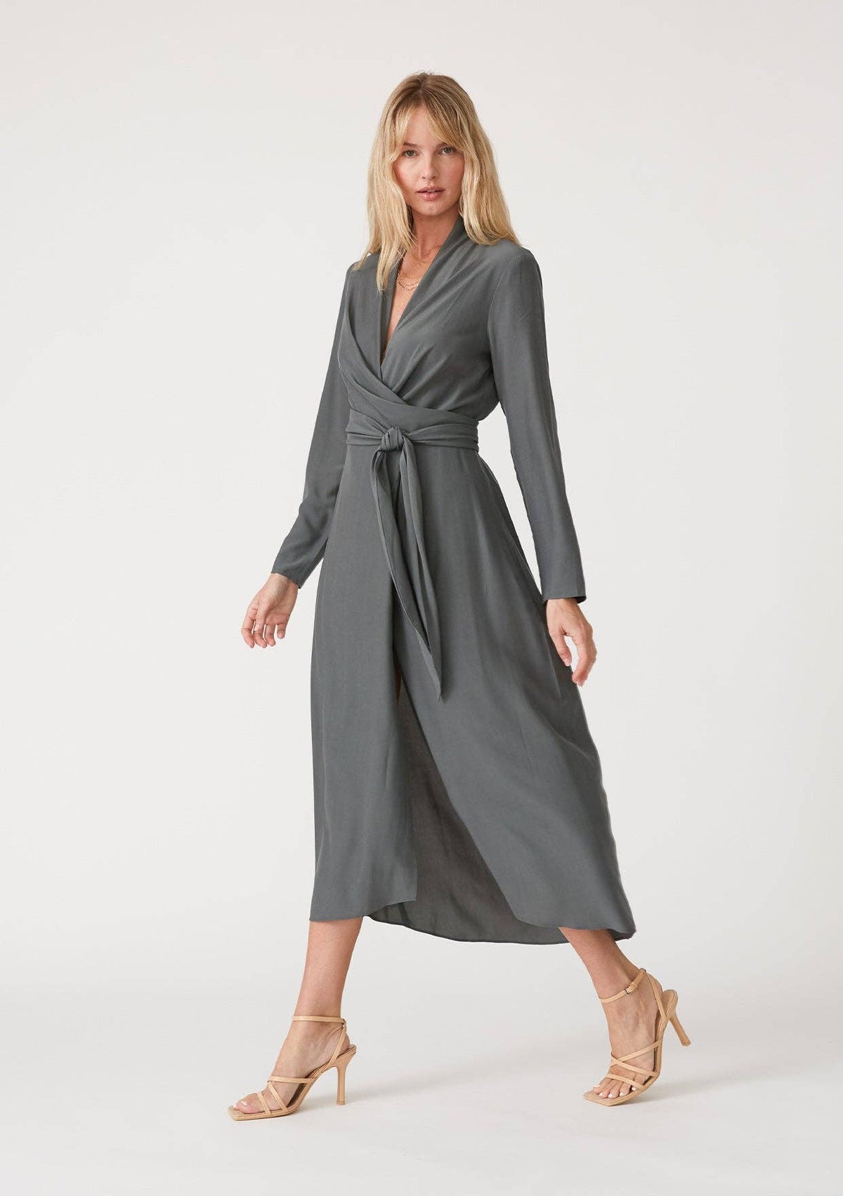 High-Low Midi Wrap Dress