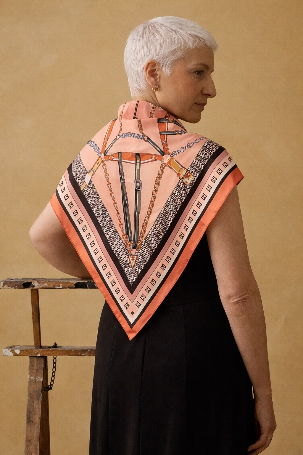 Square Coral Luxe Tack Scarf