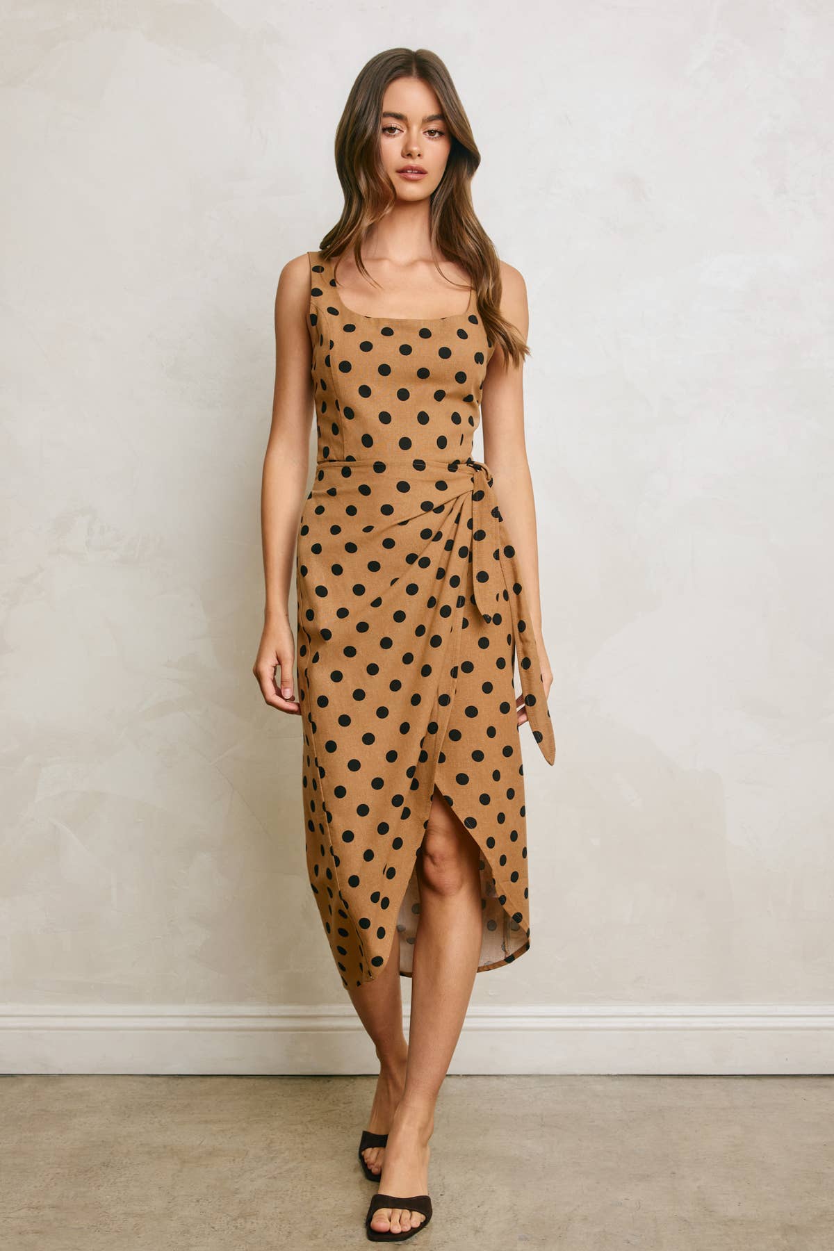 Dress Forum Polka Dot Tulip Hem Midi Wrap Dress