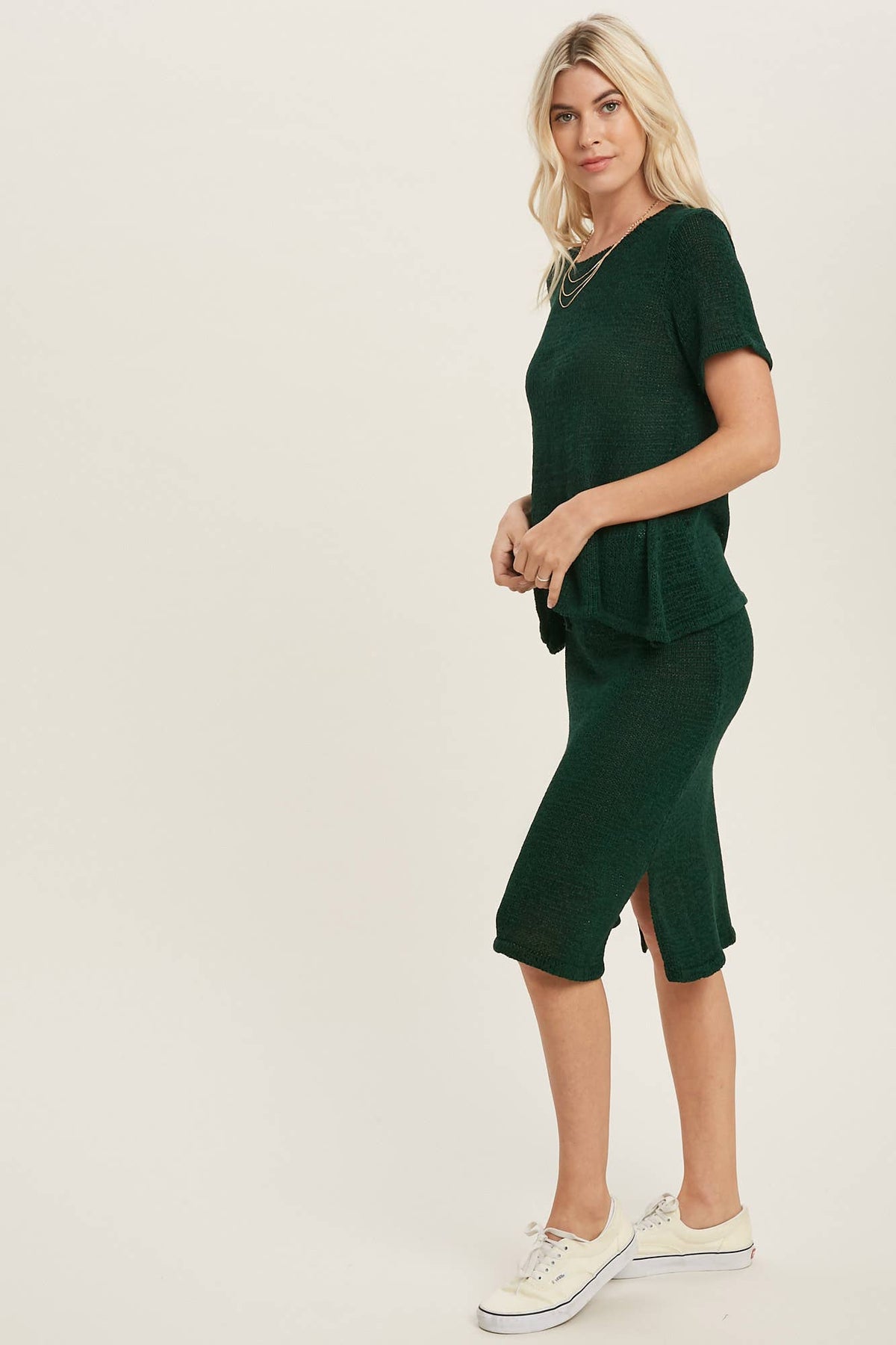 Bluivy Lightweight Knit Top & Midi Skirt Set