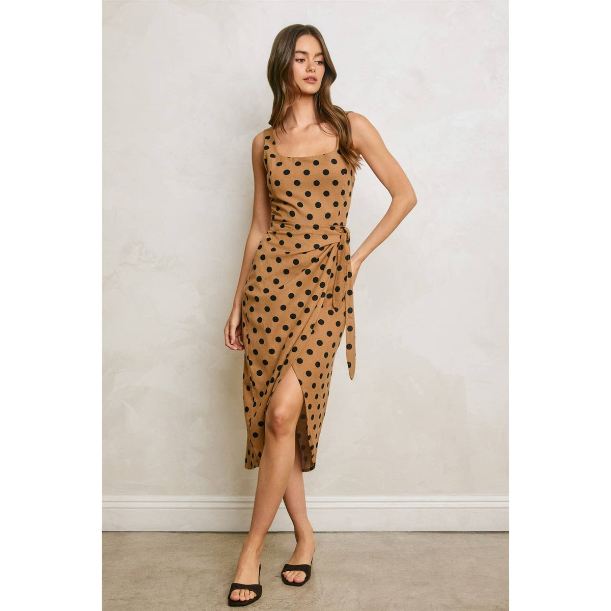 Dress Forum Polka Dot Tulip Hem Midi Wrap Dress