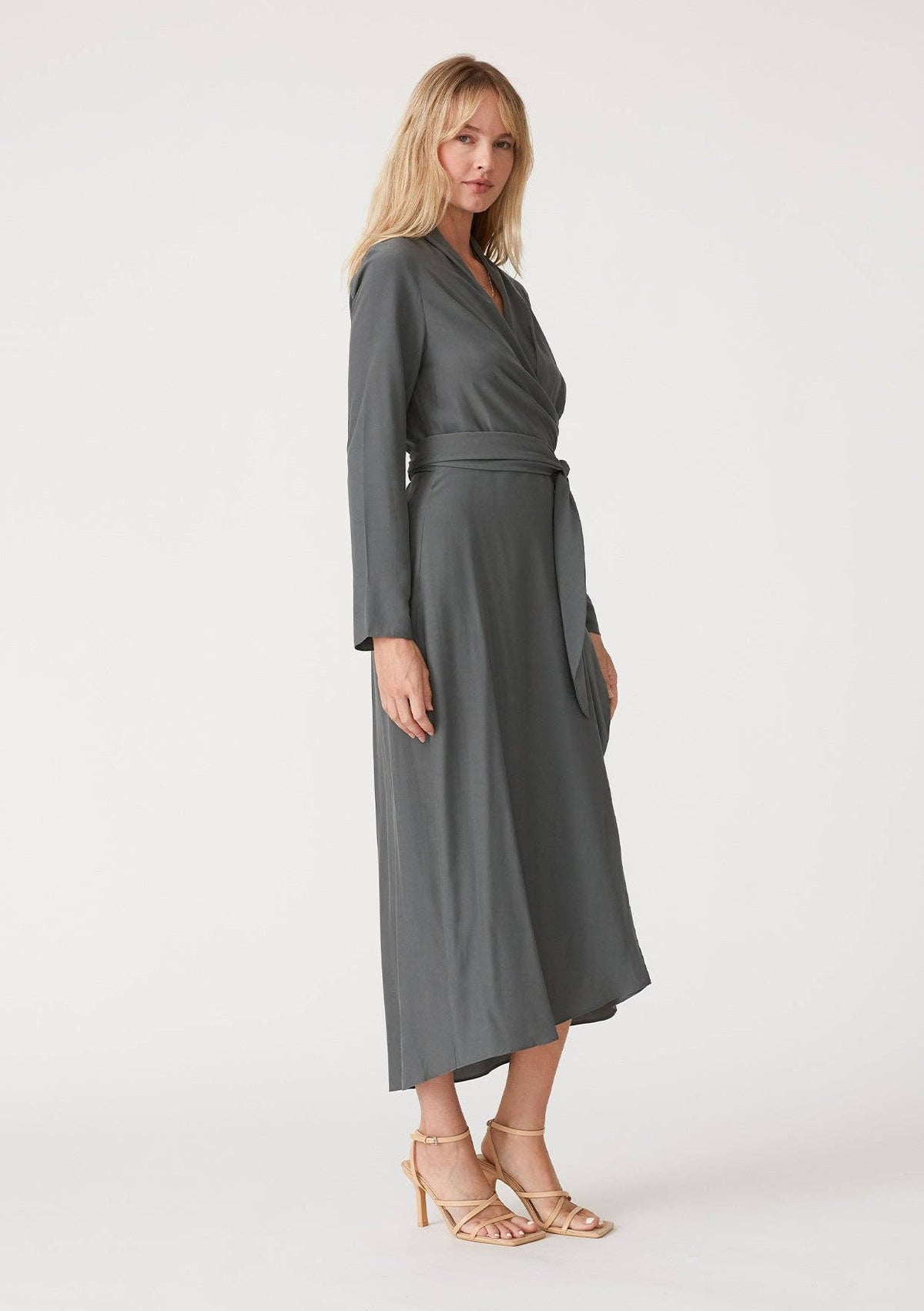 High-Low Midi Wrap Dress