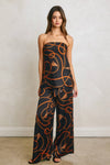 Conversational Satin Bandeau & Wide Leg Pant Set