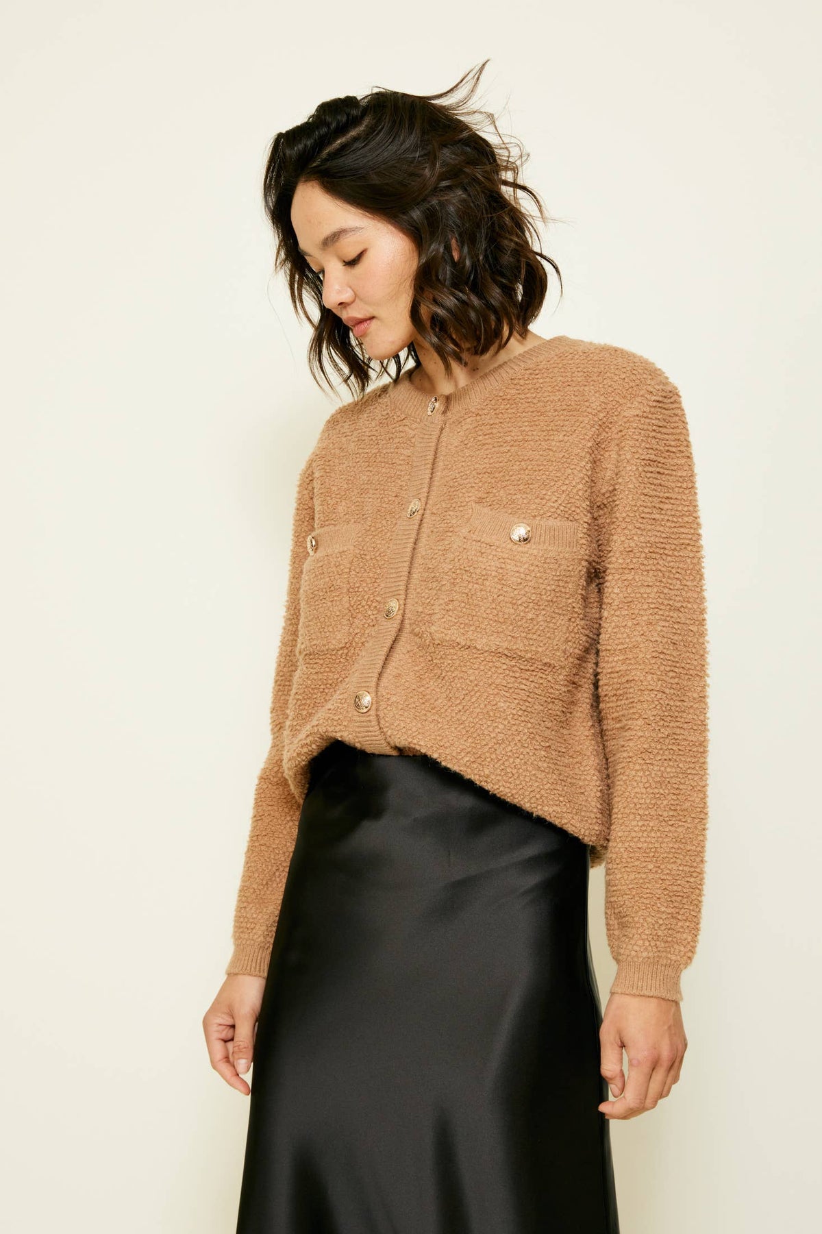Khloe Boucle Cardigan With Buttons