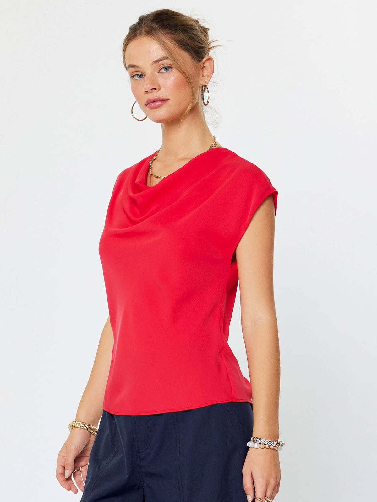 Draped Cowl Neck Top