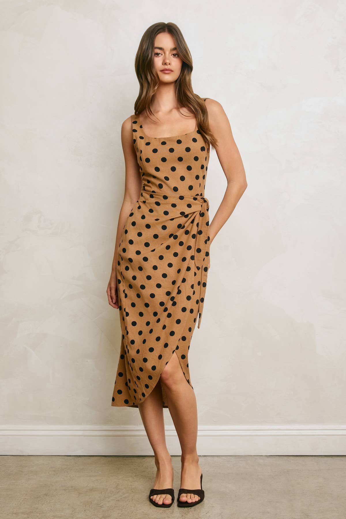 Dress Forum Polka Dot Tulip Hem Midi Wrap Dress