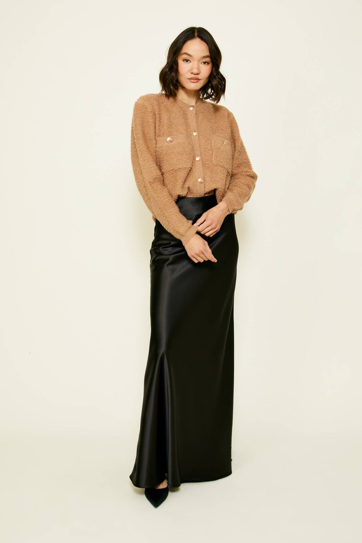 Khloe Boucle Cardigan With Buttons