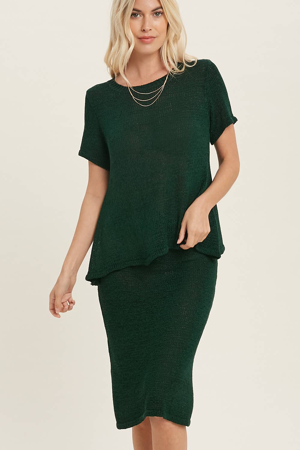 Bluivy Lightweight Knit Top & Midi Skirt Set