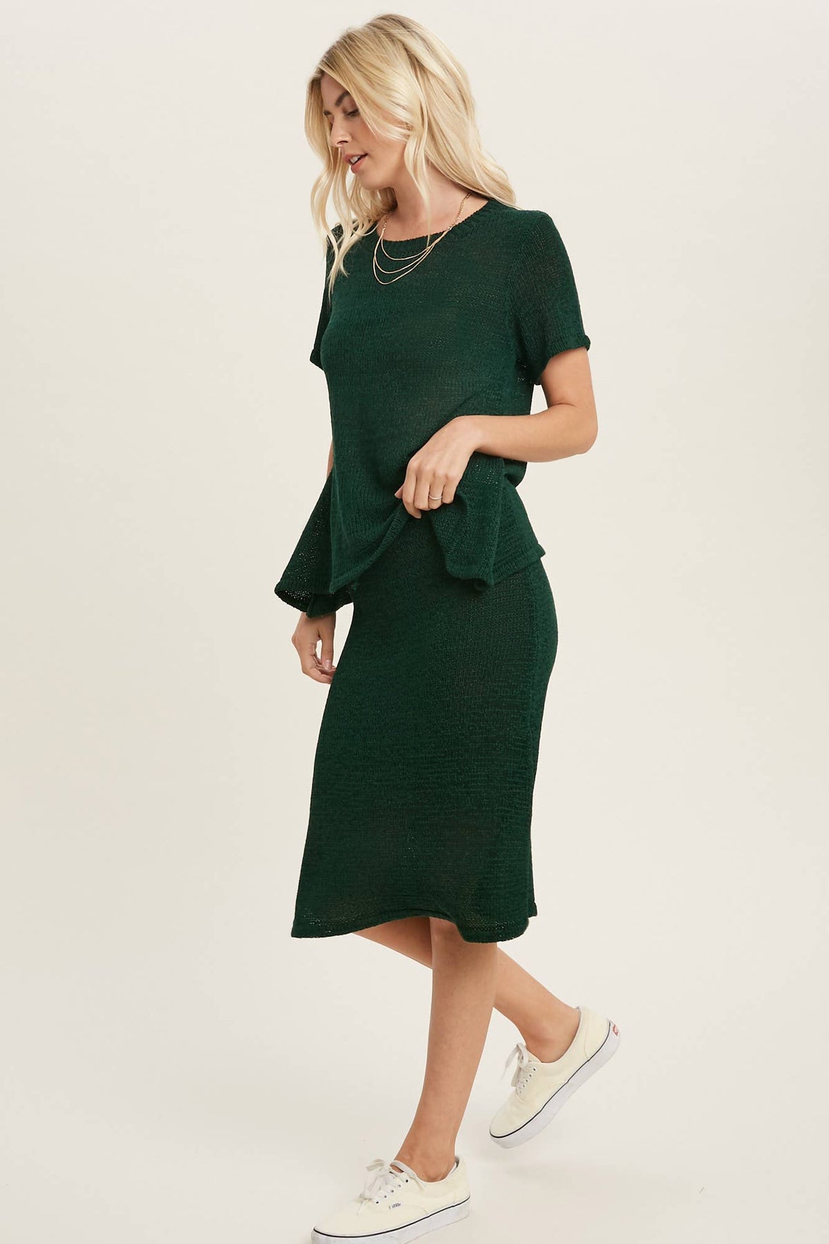 Bluivy Lightweight Knit Top & Midi Skirt Set