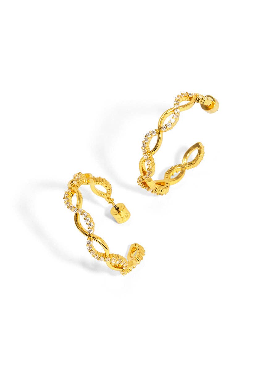 Wavy Pavé Hoop Earrings