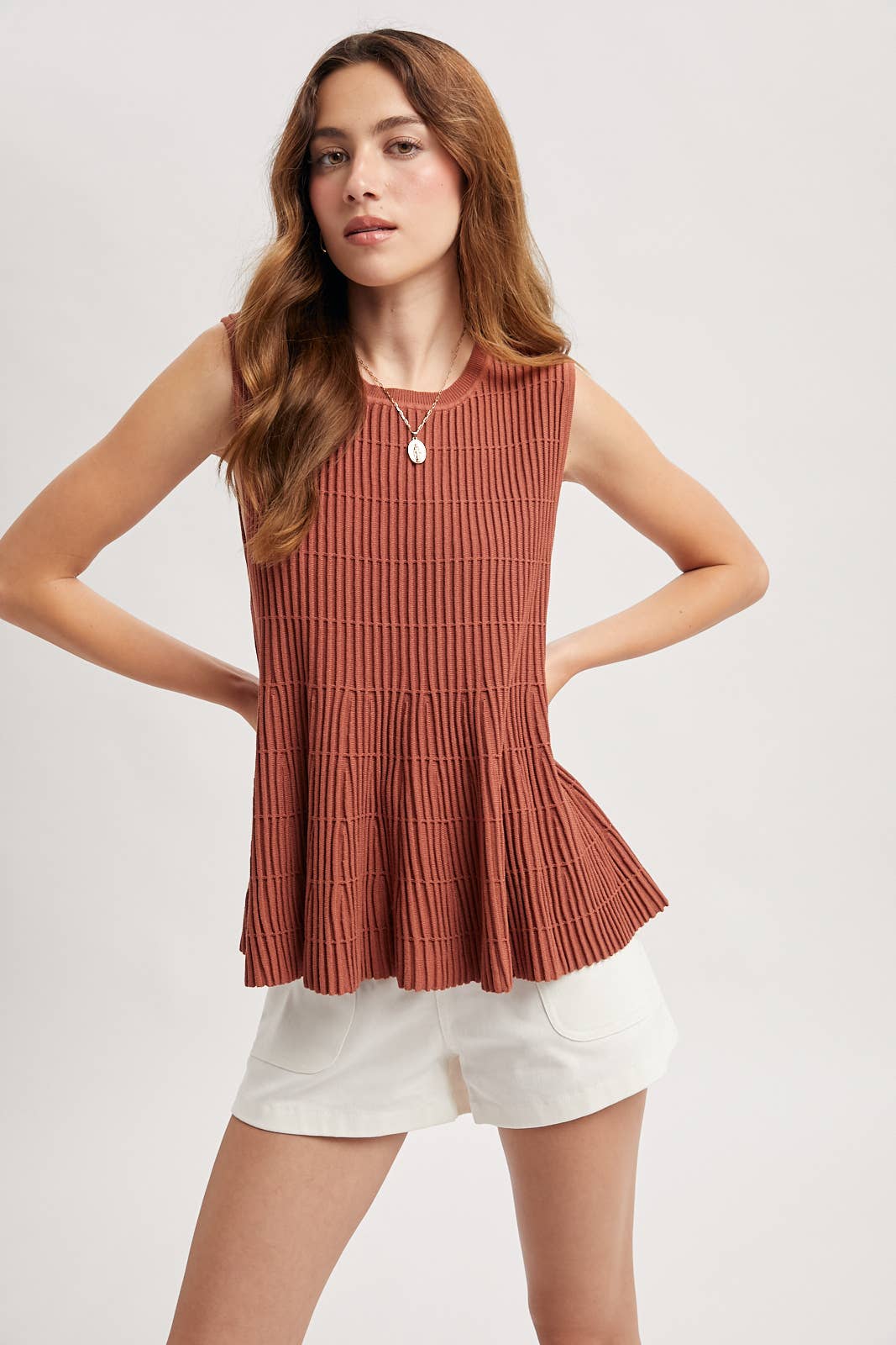 Wishlist Apparel Flared Ribbed Knit Sweater Top