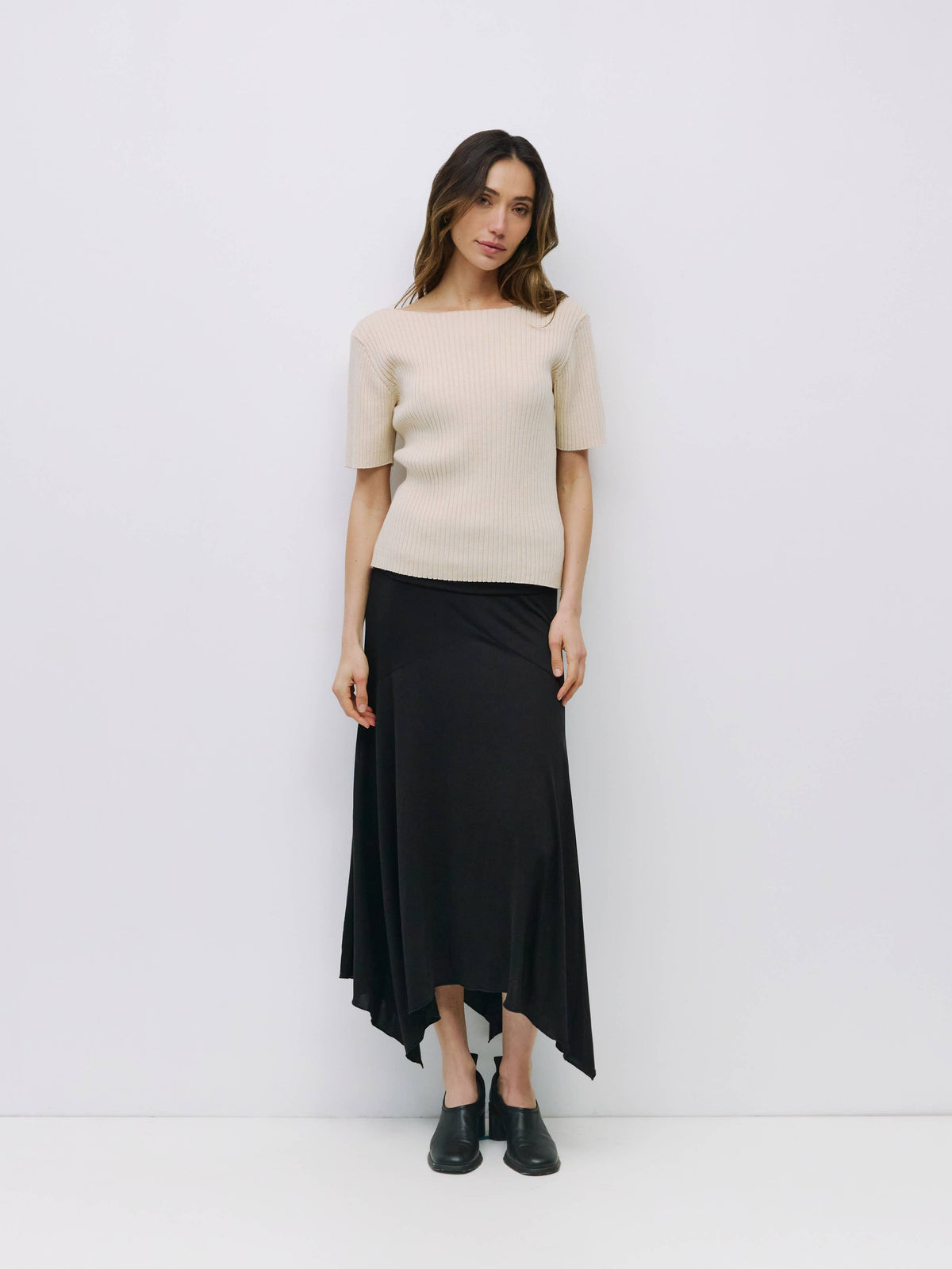 The Sandy Wide Neck Ribbed Knit Top