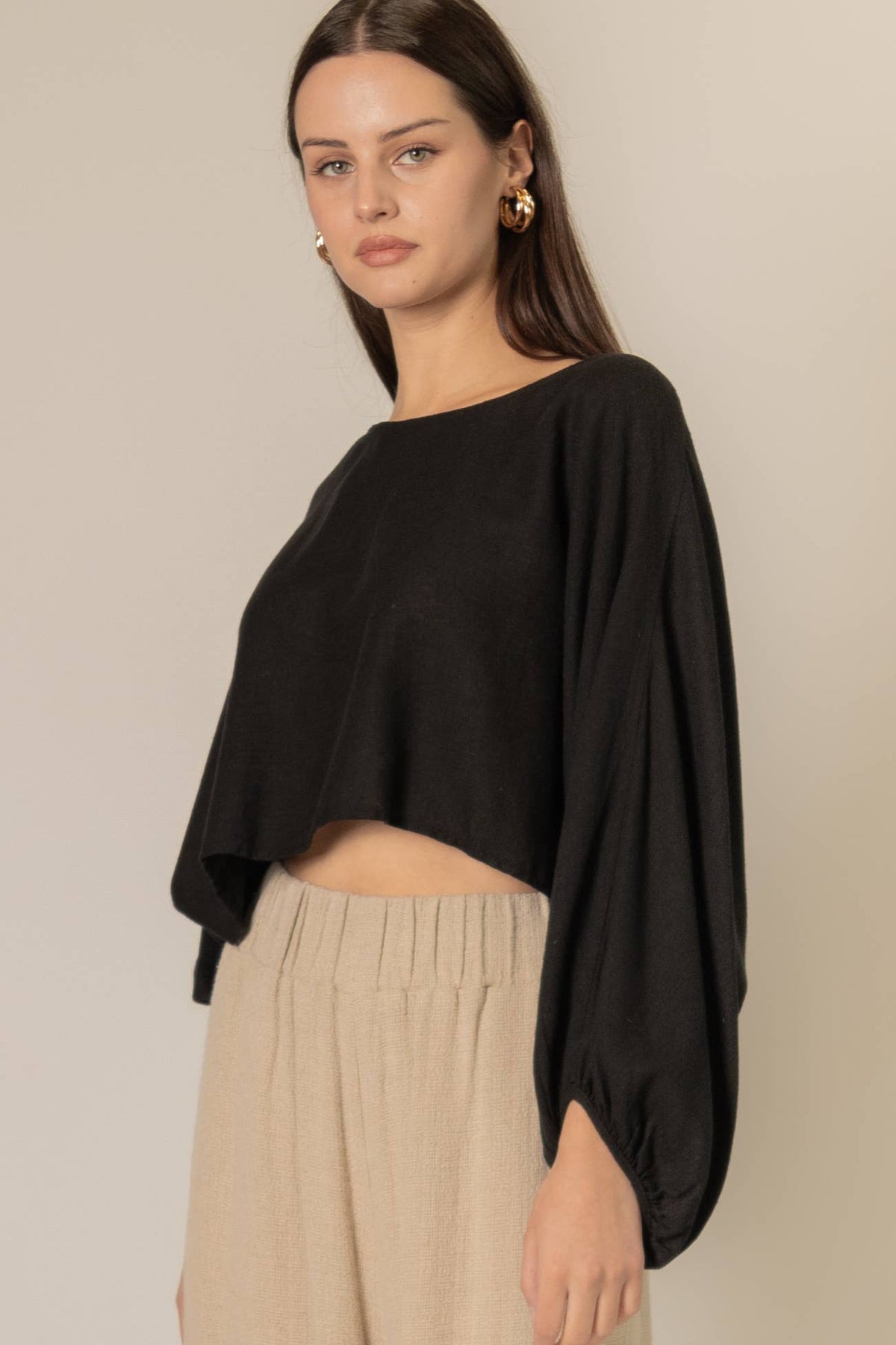 P. CILL Cropped Linen Top