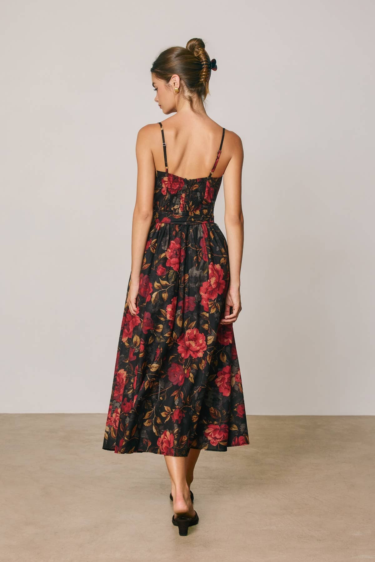 Floral Bustier Sweetheart Midi Dress
