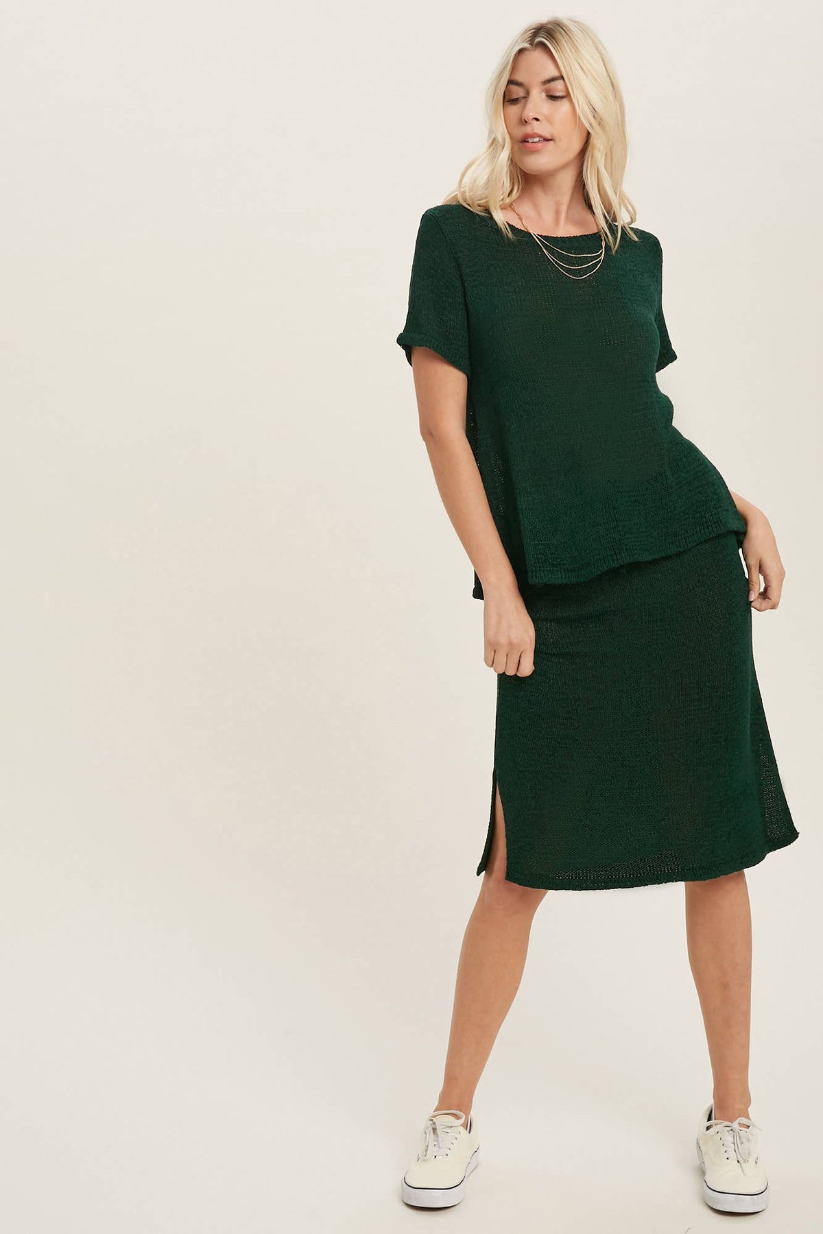 Bluivy Lightweight Knit Top & Midi Skirt Set