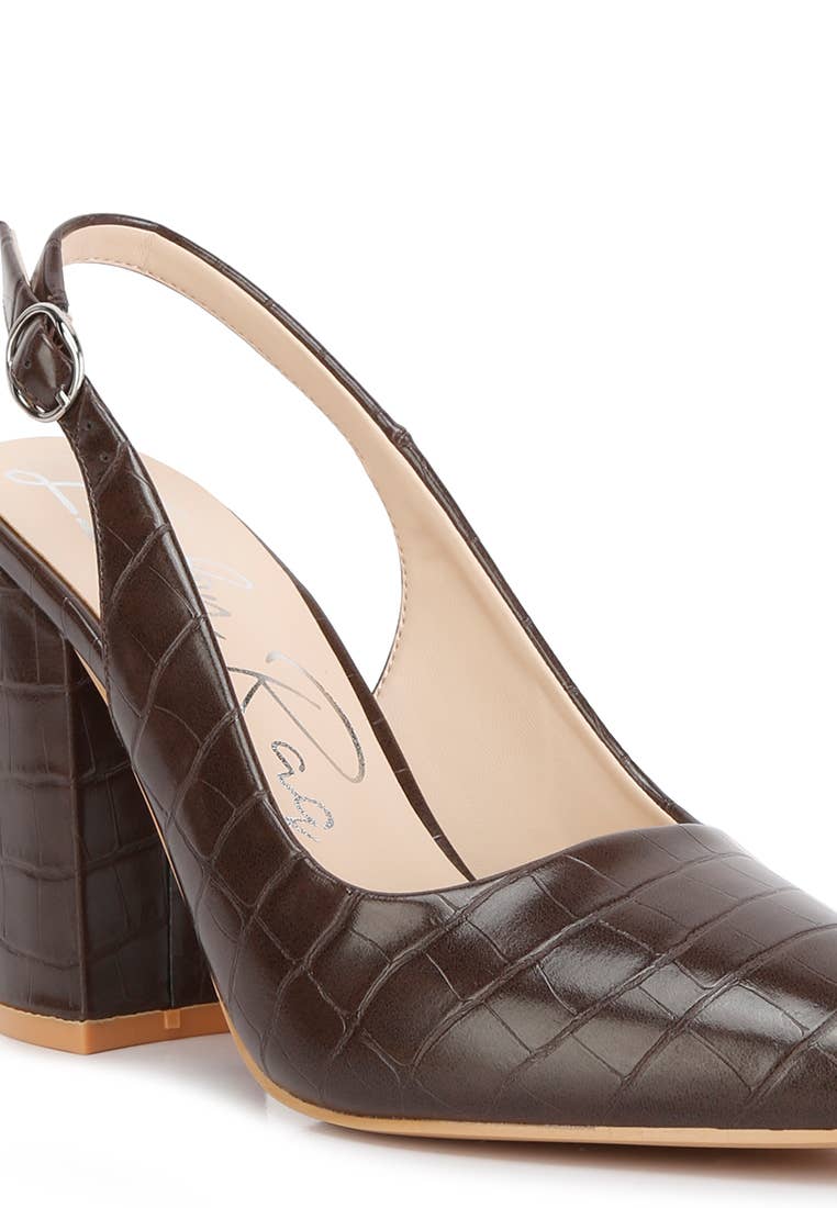 Macha Croc Slingback Heels