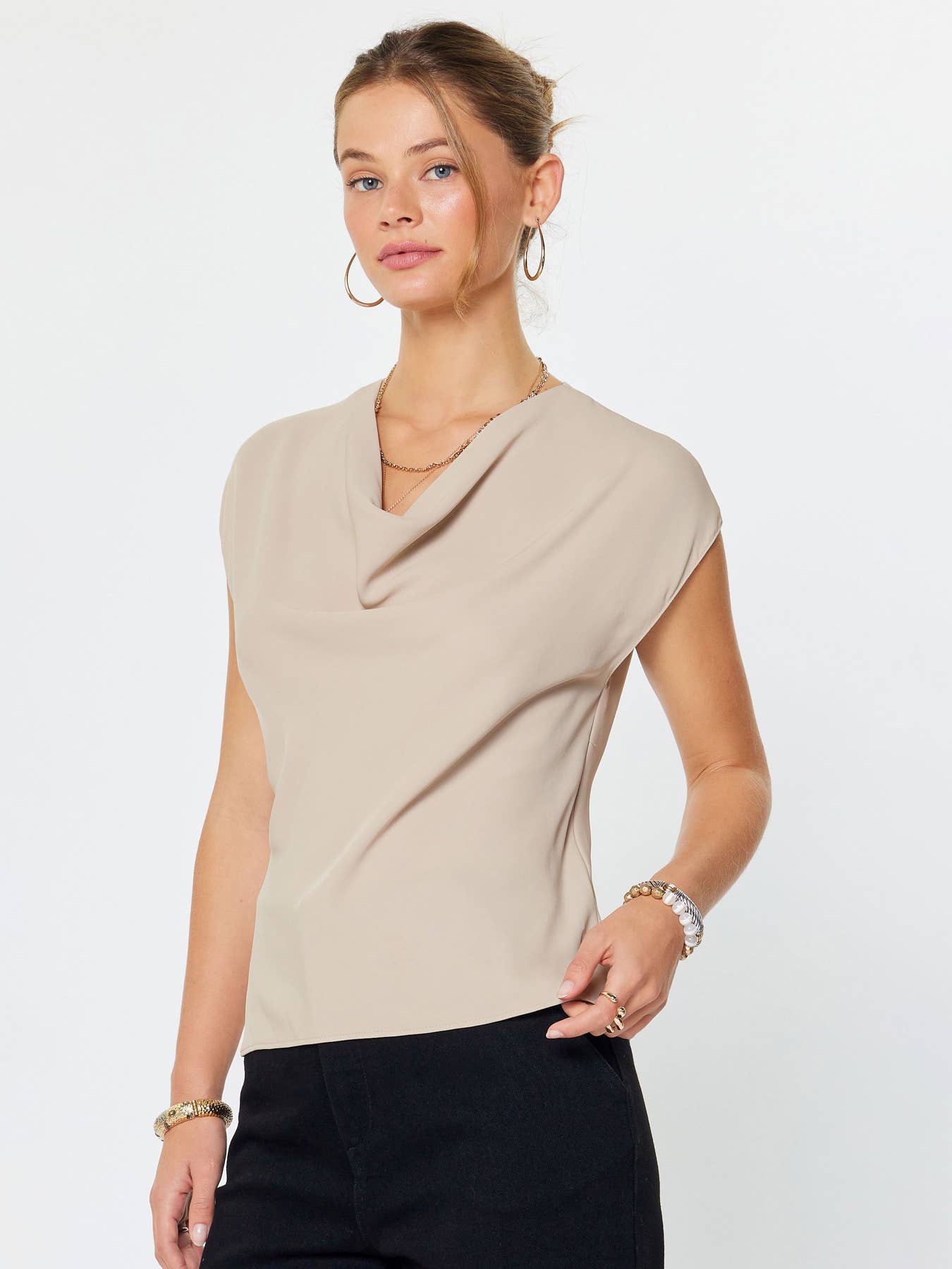 Draped Cowl Neck Top