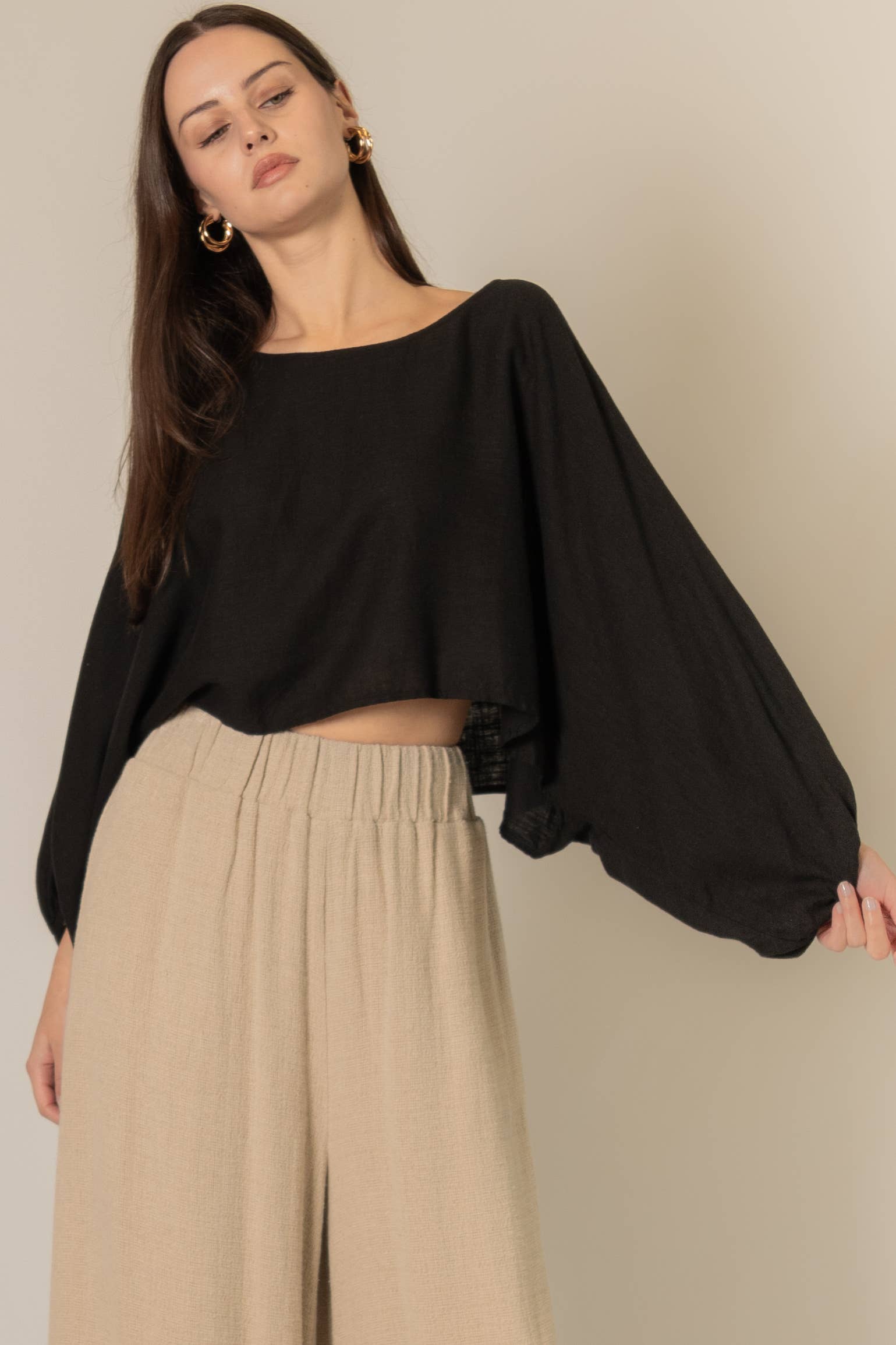 P. CILL Cropped Linen Top
