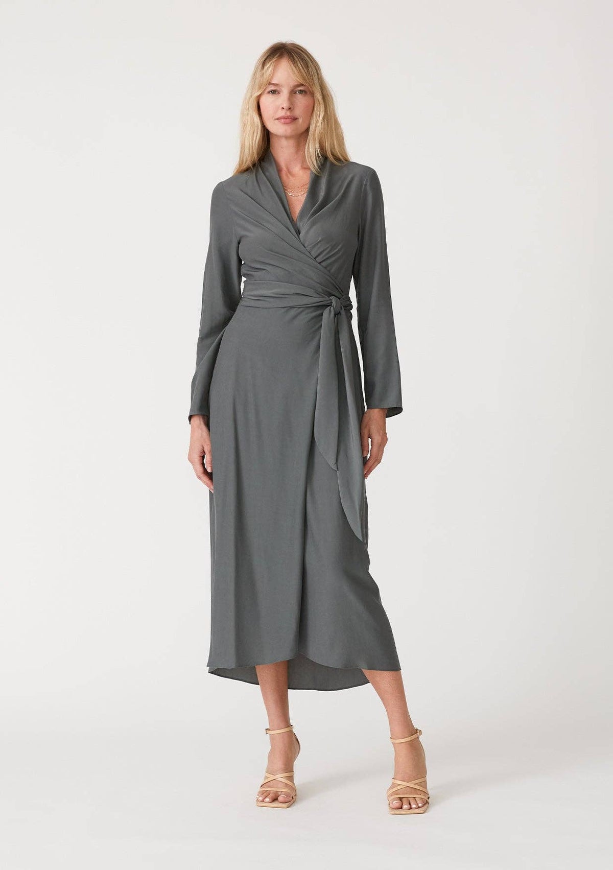 High-Low Midi Wrap Dress