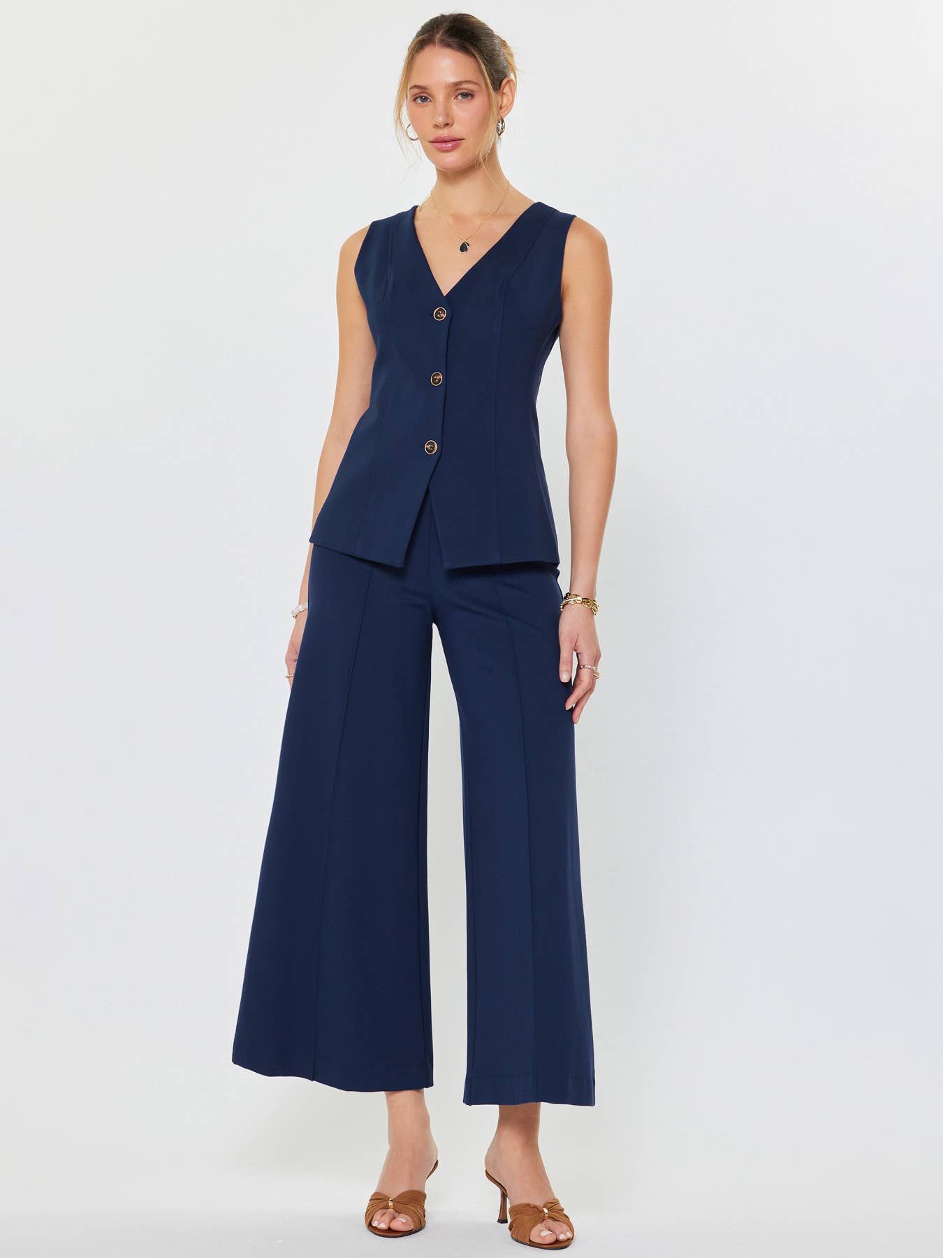 Ponte Flared Pintuck Pants