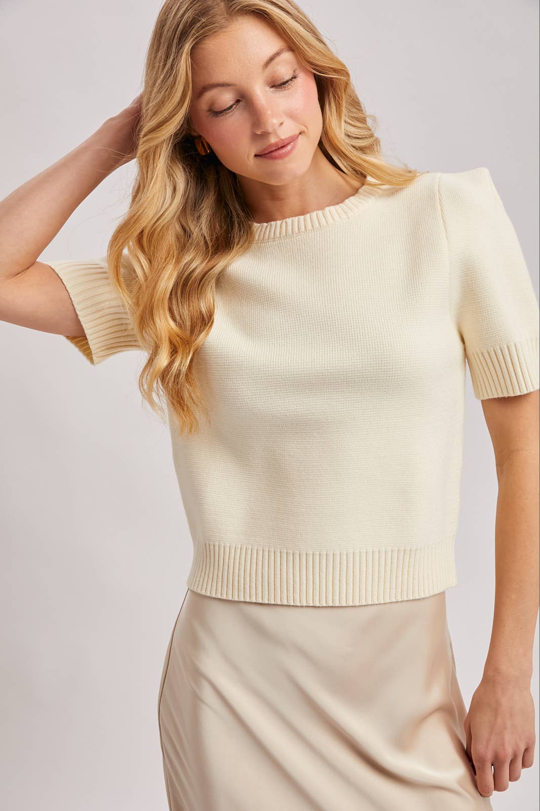 Bluivy Structured Shoulder Knit Sweater