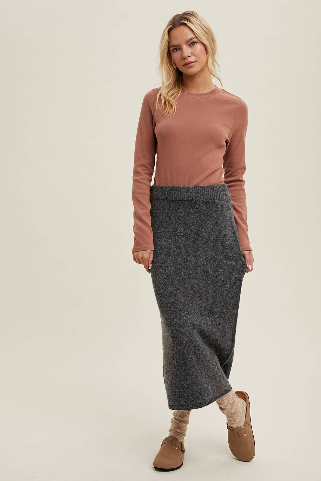 Wishlist Ribbed Long Sleeve Knit Top