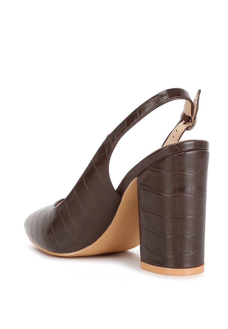 Macha Croc Slingback Heels