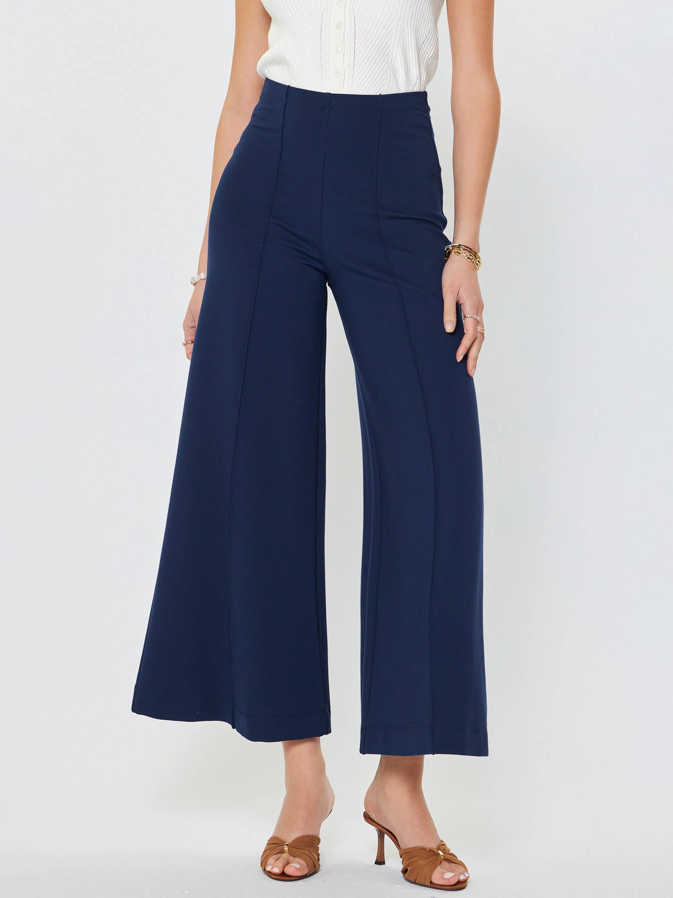 Ponte Flared Pintuck Pants