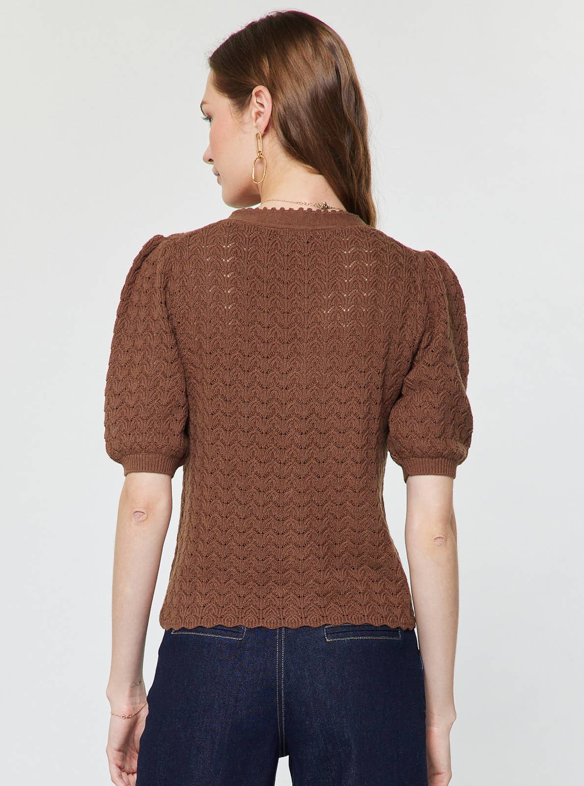 Scalloped Edge Short Sleeve Cardigan